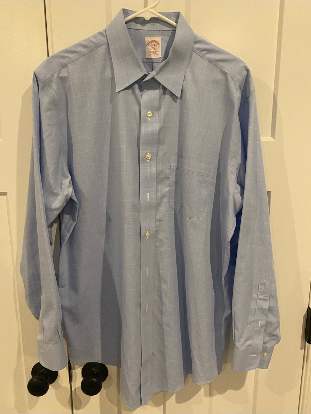 Brooks Brothers Light Blue Windowpane Dress Shirt